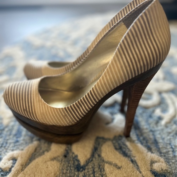 Jessica Simpson Colie Wood Platform Heels Size 10 - Picture 1 of 4